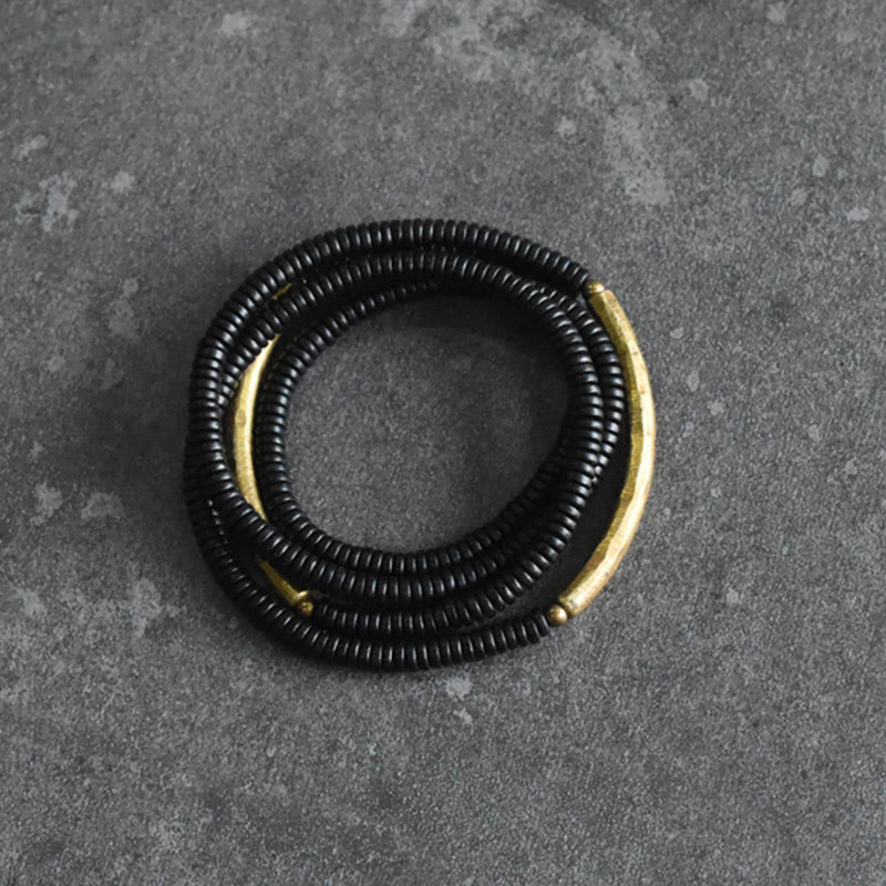 Buddha Stones, Ebenholz, Messing, Kupfer, Balance, mehrlagiges Armband - image 5