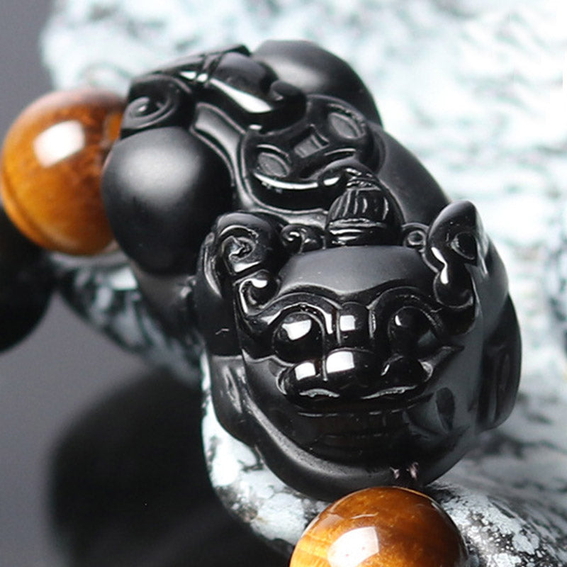 Buddha Stones FengShui PiXiu Regenbogen-Obsidian-Tigerauge-Reichtumsarmband