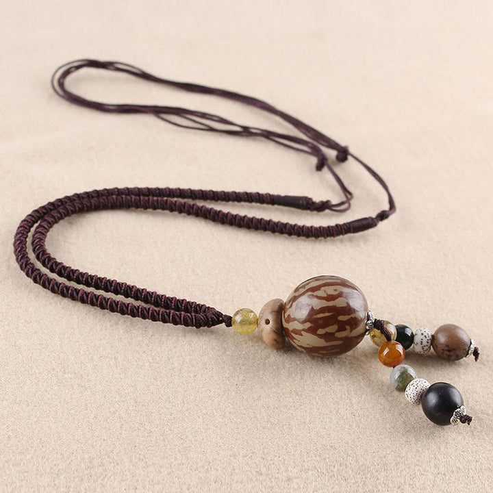 Halskette mit Buddha Stonesn, Bodhi-Samen, Lotus, Weisheit, Harmonie - Runder Bodhi-Samen - image 5