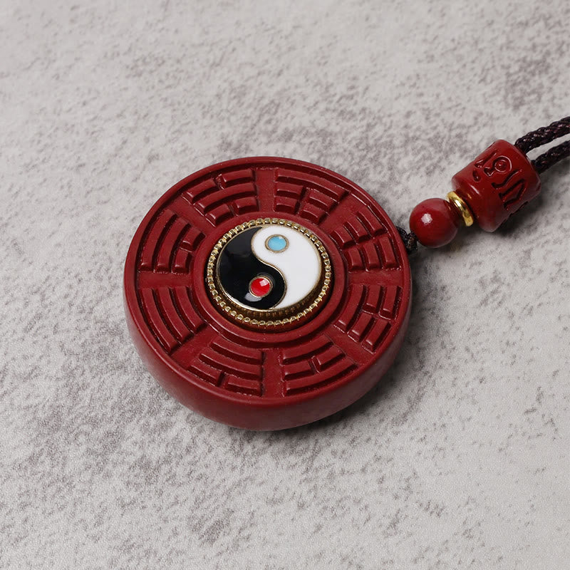 Buddha Stones, natürlicher Zinnober-Bagua-Anhänger, drehbar, Yin-Yang-Anhänger, hält böse Geister fern - image 5