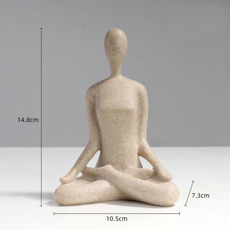 Abstrakte Yoga-Meditationsübung, Harz, spirituelle Figur, Skulptur, Schreibtischdekoration - Sitzend im Schneidersitz, 10,5 x 7,3 x 14,8 cm - image 5