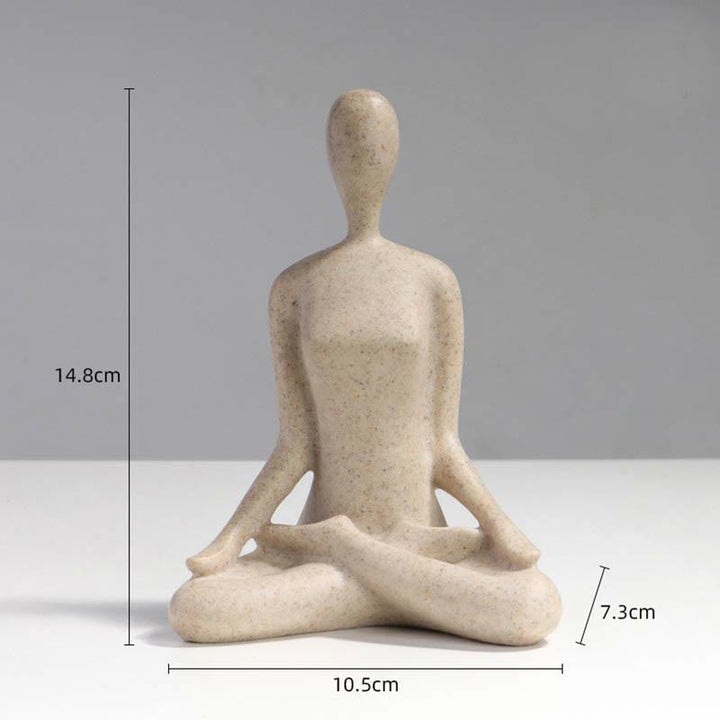 Abstrakte Yoga-Meditationsübung, Harz, spirituelle Figur, Skulptur, Schreibtischdekoration - Sitzend im Schneidersitz, 10,5 x 7,3 x 14,8 cm - image 5
