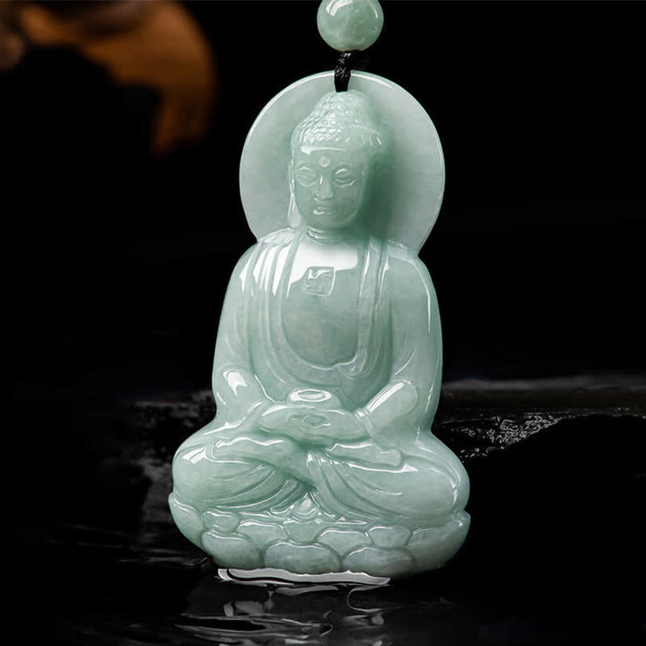 Buddha Stones Amitabha Buddha Jade Amulett Mitgefühl String Halskette