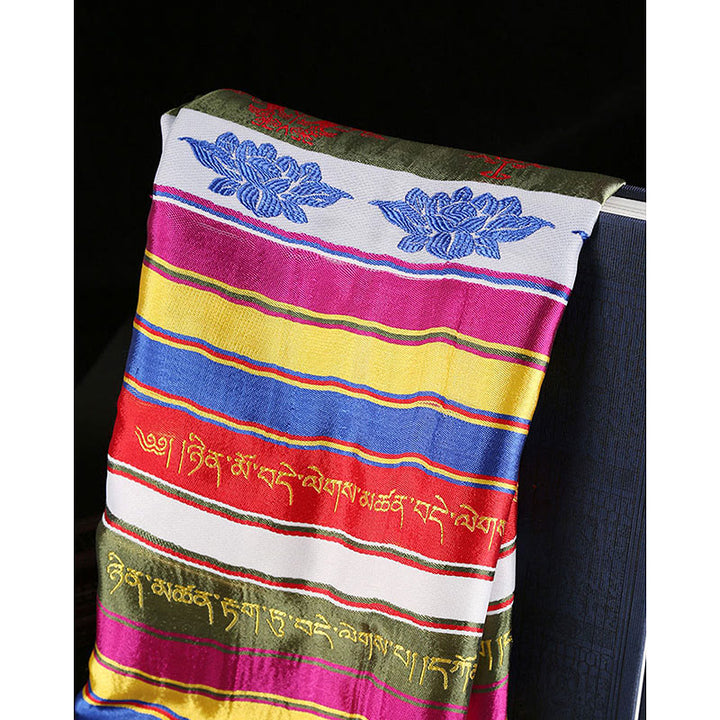 Tibetischer Glückssegen, mehrfarbige Lotus-Mantra-Jacquard-Khata-Dekoration - image 12