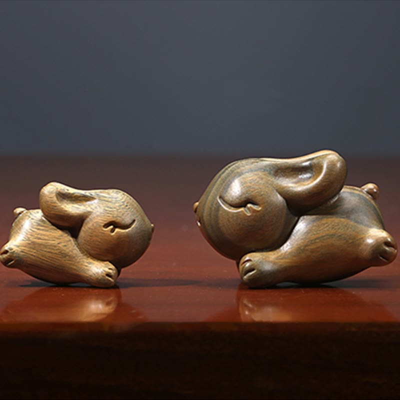 Buddha Stones Green Sandelwood Small Mini Cute Rabbit Bunny Peace Dekorationen - image 16