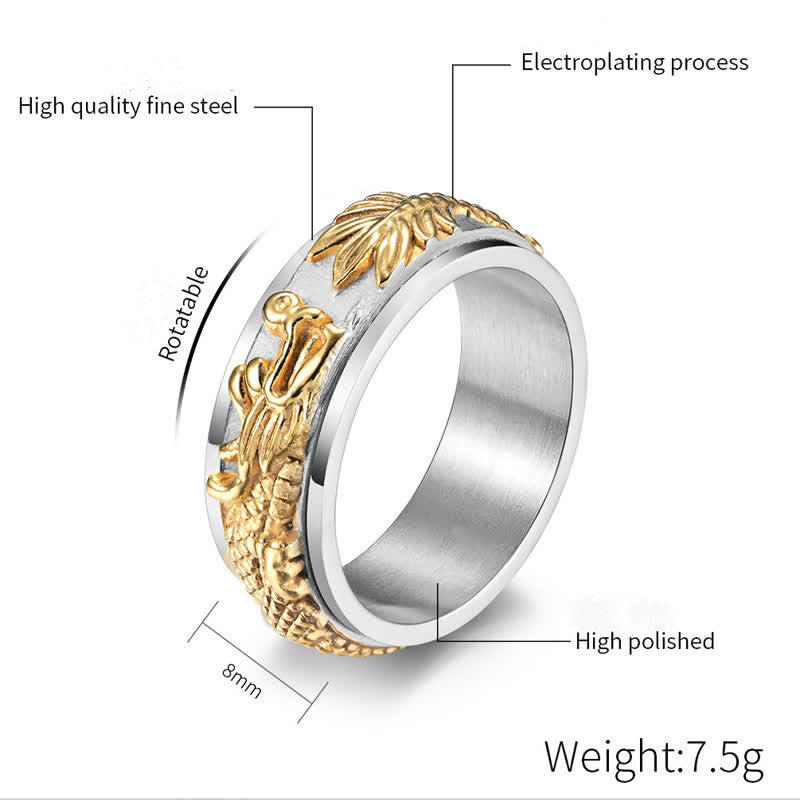 Buddha Stones Dragon Titanstahl-Stimulationsring, drehbar - image 15
