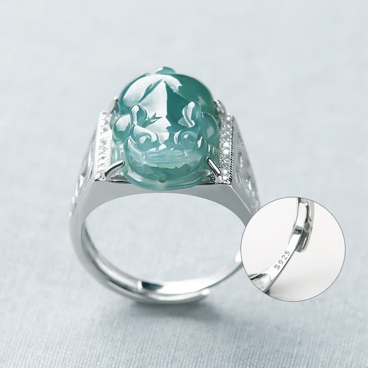 Buddha Stones 925 Sterling Silber Fengshui Reichtum Wohlstand Jade PiXiu Glücksring - image 14