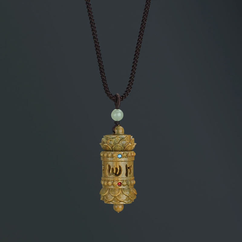 Buddha Stones Tibet Grünes Sandelholz Palisander Om Mani Padme Hum Lotus Positive beruhigende Halskette Anhänger - Om Mani Padme Hum Grünes Sandelholz - image 1