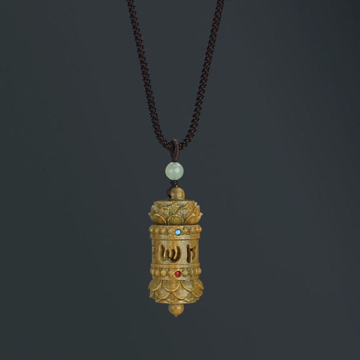Buddha Stones Tibet Grünes Sandelholz Palisander Om Mani Padme Hum Lotus Positive beruhigende Halskette Anhänger - Om Mani Padme Hum Grünes Sandelholz - image 1