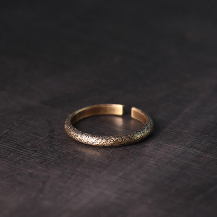 Buddha Stones Tibetischer Vintage-Kupfer-Glücksring mit Texturdesign für Paare - image 10