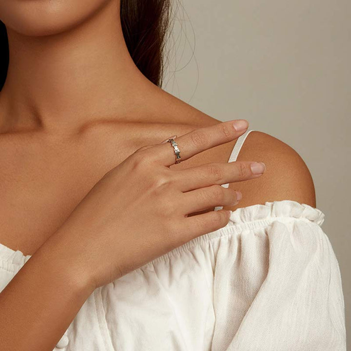 Buddha Stones 925 Sterling Silber Hamsa Symbol Zirkon verstellbarer Ring - image 2