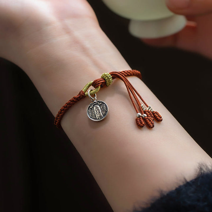 Buddha Stones Handgefertigtes Armband aus 925er-Sterlingsilber, fünf Richtungen, Götter des Reichtums, Glück, Schutz, Schnurgeflecht - image 4