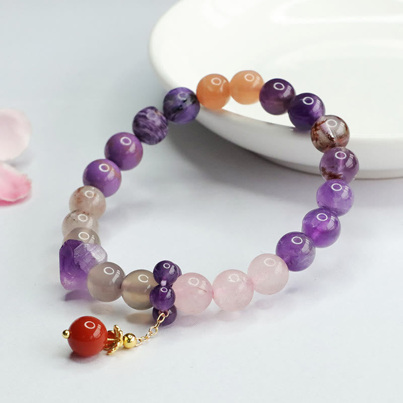 Buddha Stones Natürlicher Amethyst Kristall Innerer Frieden Heilung Perlen Charm Armband