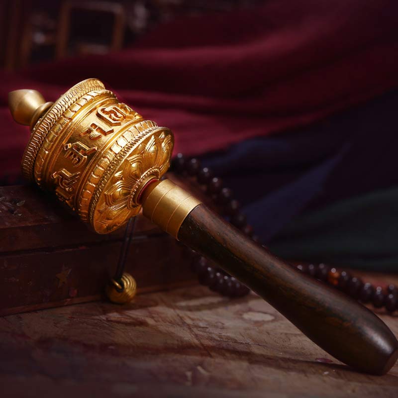 Tibetische Gebetsmühle, sechs wahre Worte, Kupfer-Meditationsdekoration - Gold - image 1