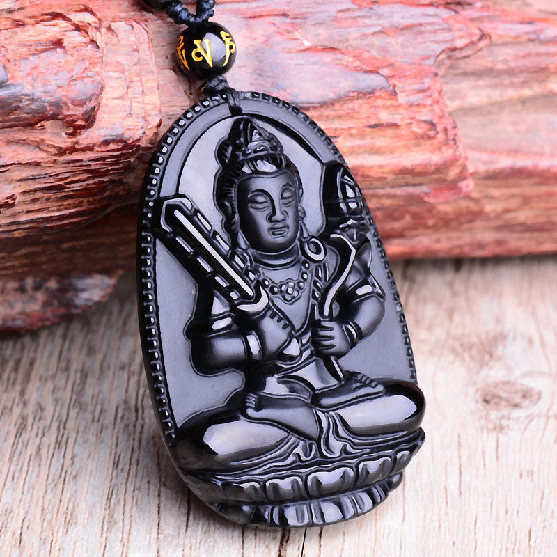 Buddha Stones, chinesisches Sternzeichen, Obsidian, Buddha-Amulett, Schutz-Anhänger-Halskette - image 2