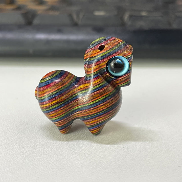 Buddha Stones, kleines Blatt, rotes Sandelholz, grünes Sandelholz, Glücks-Mini-Pferdeschutz-Dekoration - Buntes Holzpferd (kleine Größe 33 x 26 x 14 mm) (zufällige Textur) - image 15