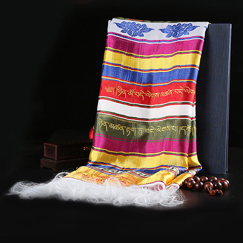 Tibetischer Glückssegen, mehrfarbige Lotus-Mantra-Jacquard-Khata-Dekoration - image 5