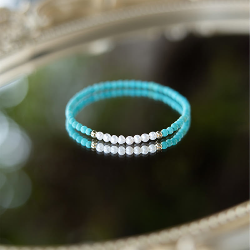 Buddha Stones Armband aus 925er-Sterlingsilber mit natürlichen türkisfarbenen Perlen - image 13