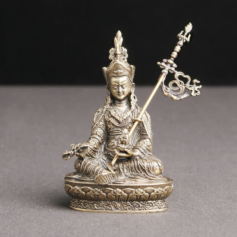 Padmasambhava Buddha Figur Gelassenheit Kupfer Statue Dekoration Tempel Ornament - 41*66 mm - image 0
