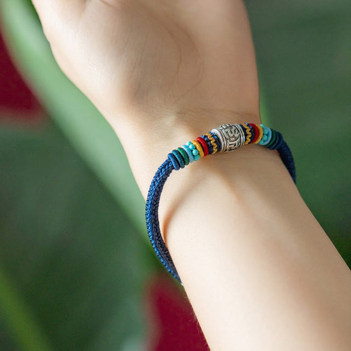 Buddha Stones Handgefertigtes geflochtenes Armband aus 925er-Sterlingsilber, tibetisches Om Mani Padme Hum Purity - image 9