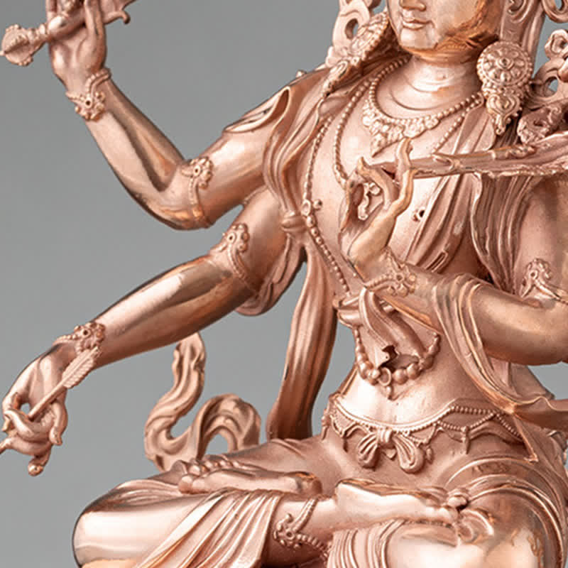 Vierarmige Manjusri Bodhisattva Figur Serenity Kupfer Statue Dekoration - image 7