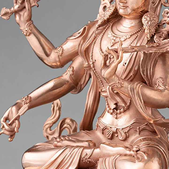 Vierarmige Manjusri Bodhisattva Figur Serenity Kupfer Statue Dekoration - image 7