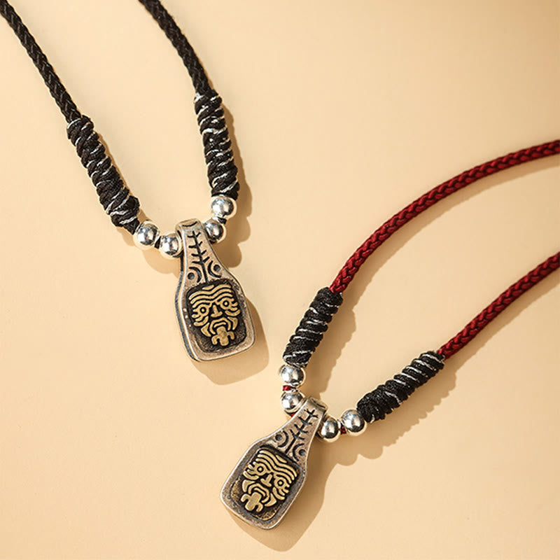 Buddha Stones Tibetischer 925er Sterlingsilber-Halskettenanhänger Zakiram, Göttin des Reichtums, Schutzseil