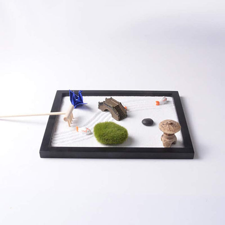 Koi-Fisch, kleine Brücke, Graslandschaft, Frieden, Meditation, Zen-Gartendekoration - image 2