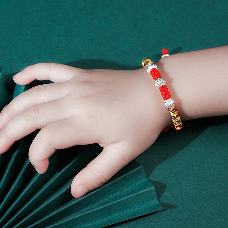 Buddha Stones 925 Sterling Silber King-Kong-Knoten-Armband, mehrfarbig, rote Schnur, Stärke, handgefertigt, geflochten, für Kinder und Kinder - image 4