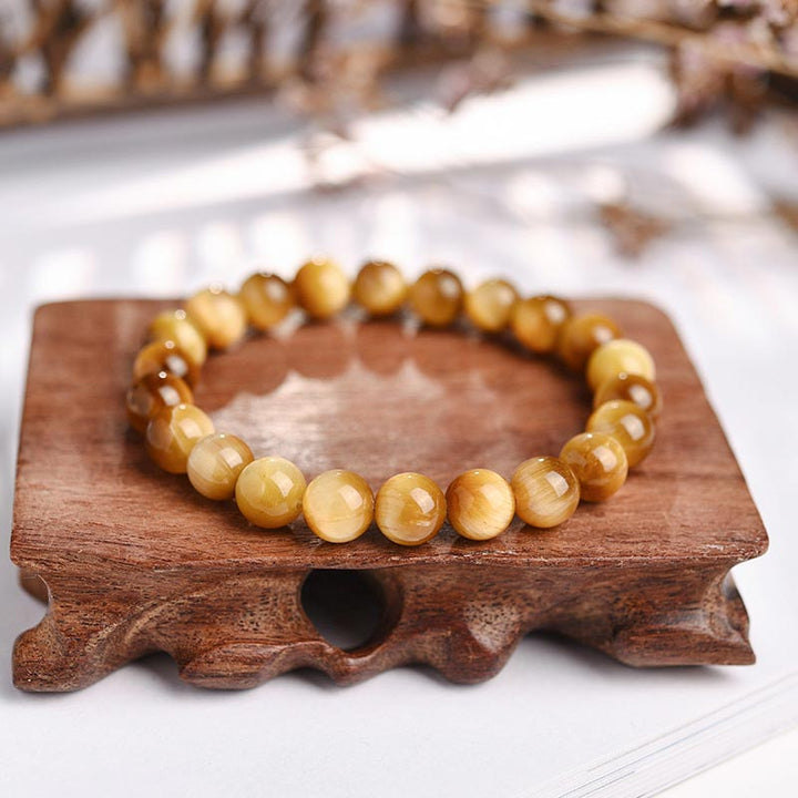 Buddha Stones Angst Stress Heilung Kristall Tigerauge Perlenarmband - Goldener Tigerauge-8 mm - image 0