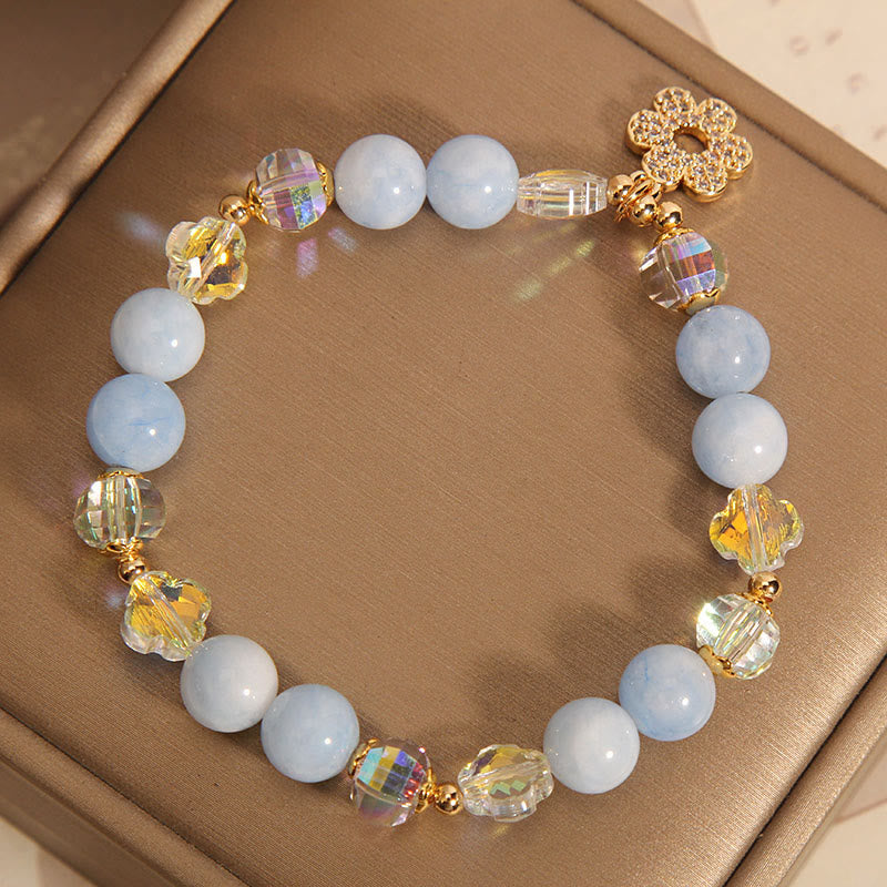 Buddha Stones Armband mit natürlichem Aquamarin und Heilkristall