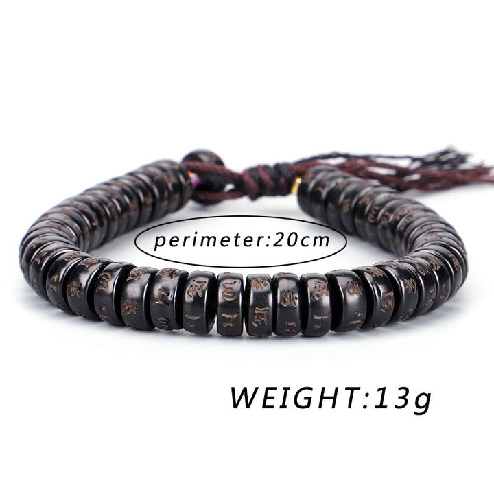 Buddha Stones, tibetische Kokosnussschalen-Perlen, graviertes Om Mani Padme Hum Mantra, positives Schnurarmband - image 6