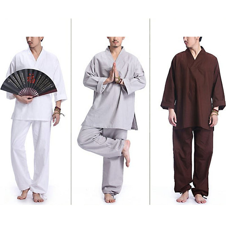 Buddha Stones, Meditation, Gebet, V-Ausschnitt, Design, Baumwollleinen, spirituelle Zen-Praxis, Yoga-Kleidung, Herren-Set - image 20