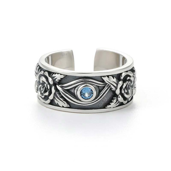 Buddha Stones Auge des Horus Kristallschutz verstellbarer Ring - image 1