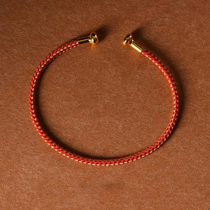 Buddha Stones, schlichtes Design, handgefertigtes Glücksgeflecht-Manschettenarmband - Rot Beige - image 29