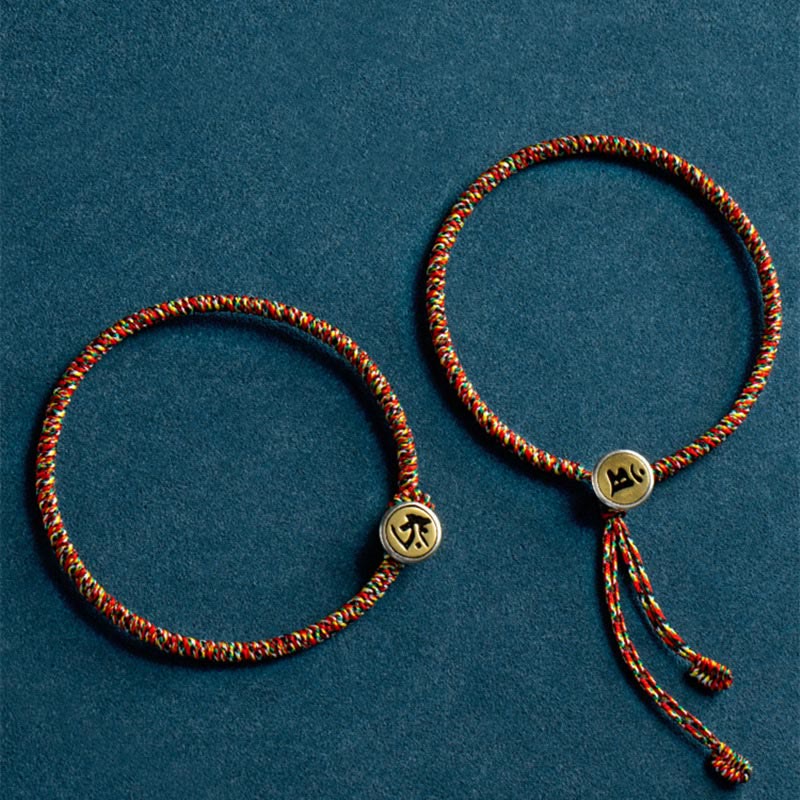 Handgefertigtes Armband aus 925er Sterlingsilber mit Buddha Stones und chinesischen Tierkreiszeichen zum Schutz – farbenfrohes Seilarmband - image 1