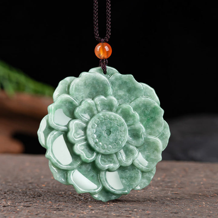 Buddha Stones, Lotus-Muster, Jade, Glück, Wohlstand, Halsketten-Anhänger - image 4