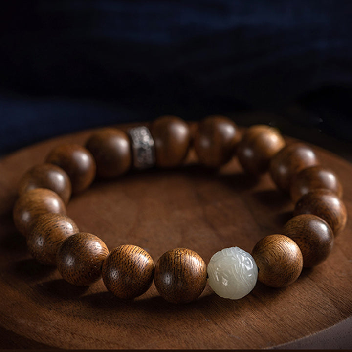 Armband mit Buddha Stonesn, chinesischem Sternzeichen, Natal-Buddha, Kalimantan-Adlerholz-Jade, 925er-Sterlingsilber