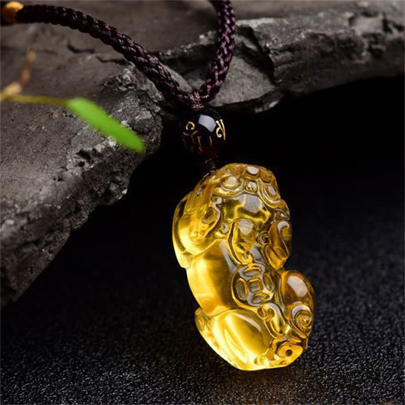 Buddha Stones FengShui Citrin PiXiu Reichtum Halskette Anhänger - image 2