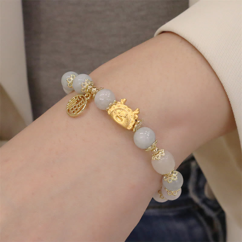 Buddha Stones, Jahr des Drachen, roter Achat, Erdbeerquarz, schwarzer Obsidian, Jade, Granat, Perle, Zinnober, Knödel, Drache, Glück, Fu, Charakter-Armband - image 20