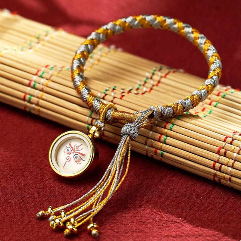 Buddha Stones Handgefertigtes tibetisches Flechtarmband mit fünf Göttern des Reichtums, Drachenschuppe