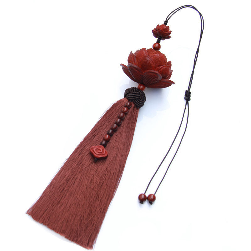Buddha Stones, tibetisches kleines Blatt, rotes Sandelholz, Lotus, Glücksschutz, Quastendekoration