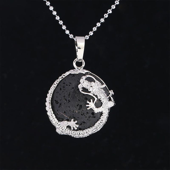 Buddha Stones, chinesischer Drache, natürlicher Quarzkristall, heilende Energie, Halsketten-Anhänger - Lavastein - image 11