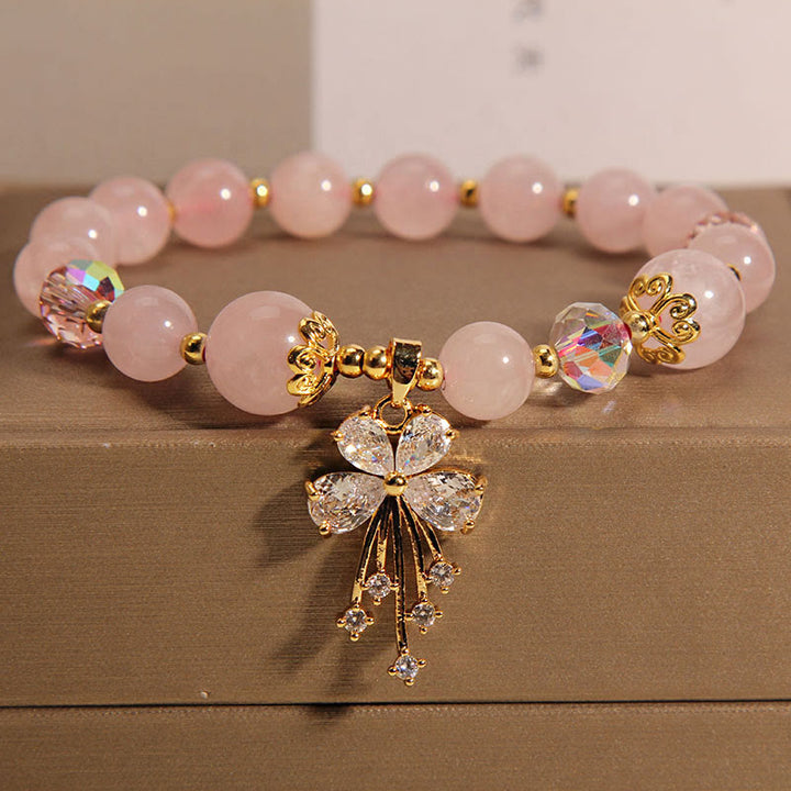 Buddha Stones Aquamarin-Rosa-Kristall-Heilzirkon-Schmetterlings-Charm-Armband - Rosa Kristall (Beruhigend♥Wärme) - image 8