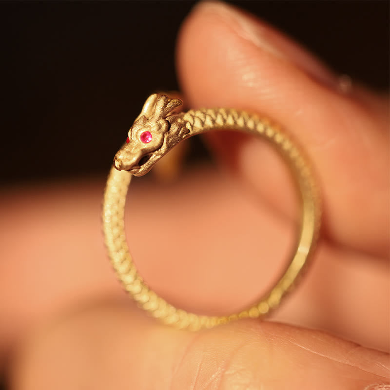 Buddha Stones 925 Sterling Silber Vintage Jahr des Drachen Glück Schutz Stärke verstellbarer Ring - image 7