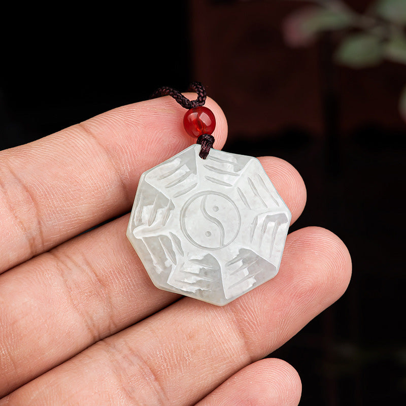 Natürlicher Jade Bagua Yin Yang Glückskettenanhänger - image 4