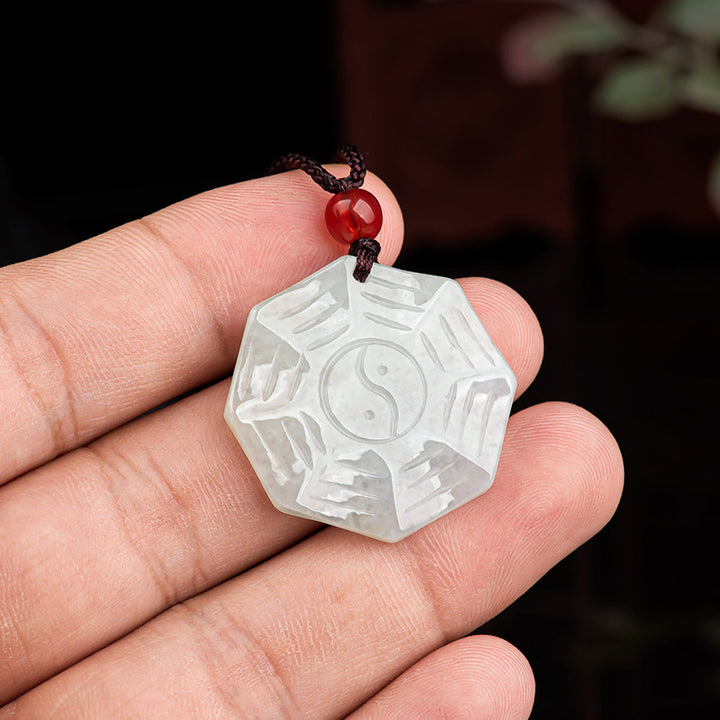 Natürlicher Jade Bagua Yin Yang Glückskettenanhänger - image 4