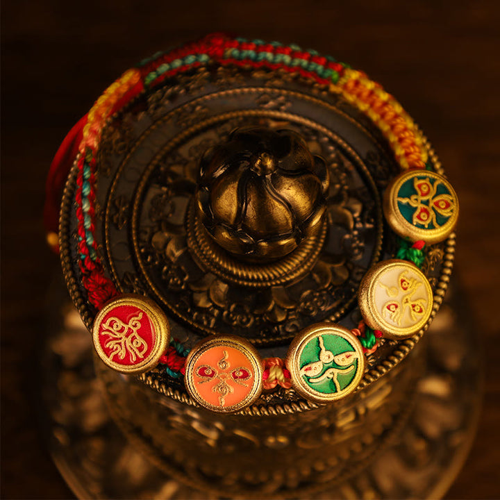 Buddha-Steine tibetischen fünf Gott des Reichtums bunte Seil geflochten Glück Armband