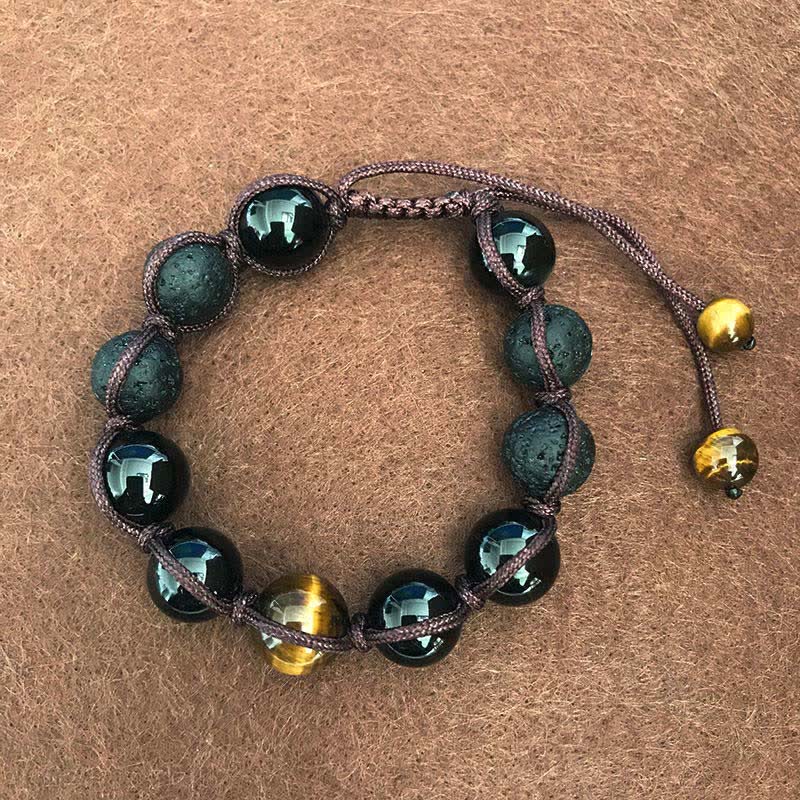 Buddha Stones Lava Rock Tiger Eye Stone Unterstützung Heilung String Armband - Lavagestein - image 0