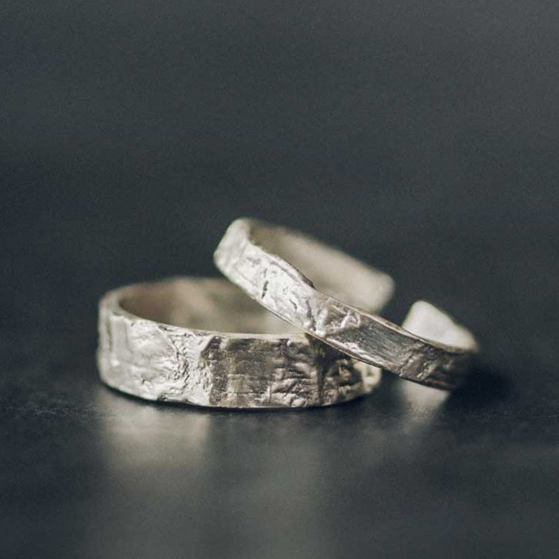 Buddha Stones Schlichter Segensring aus 925er Sterlingsilber für Paare - image 0